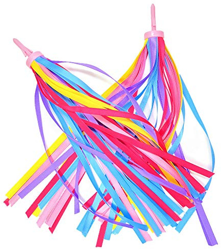 obqo 2 pcs Childrens Bike Streamers Rainbow Bicycle Handlebar Streamers Bike Grips Tassels Ribbons Kids bike Accessories