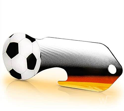 Einkaufswagenlöser ® Fußball/Entriegler für Einkaufswagen – inkl. 1 Jahr Schlüsselfundservice/Einkaufswagenchip abziehbar/Einkaufschip zum rausziehen/Schlüsselanhänger Metall / 1 Stück