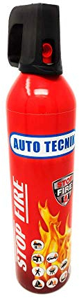 Mini extintor (750ml) Stop Fire. Extintor para casa, Coche, Taller, Oficina, Caravana, Jardin, etc. NO es tóxico ni irritante. Fácil de Limpiar. No Necesita revisiones