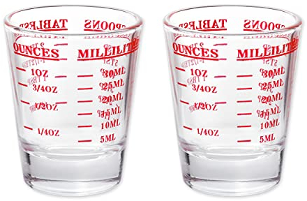 Measuring Cups 2 Pieces Small Measuring Cup with 4 Kinds of Scale Shot Glass Measuring Cup for Small Amount Liquid - 30 Millilitre