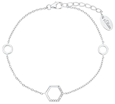s.Oliver Armband 925 Sterling Silber Damen Armschmuck, mit Zirkonia synth., 17+3 cm, Silber, Kommt in Schmuck Geschenk Box, 2031422