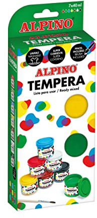 Alpino Peinture tempera 7 x 40 ml | Peinture tempera | Matériel scolaire | Prêt à l'emploi | Couleurs vives