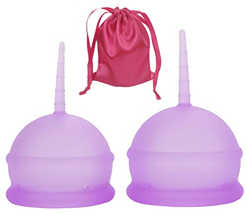 Confezione da 2 coppette mestruali in morbido silicone di grado medico, per comfort e vestibilità, taglia grande e piccola, alternativa all'assorbente e al tampone