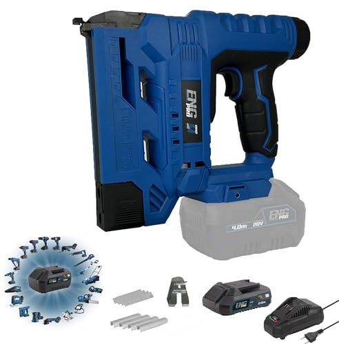 ENG PRO Graffettatrice e Sparachiodi 2-in-1 senza fili | Linea Professionale a Batteria ONE4ALL 20V |Chiodatrice a batteria pistola sparachiodi| 1 Batteria 2.0 Ah