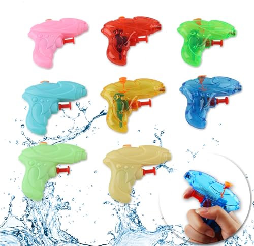 dellyy Wasserpistole Kinder, 8 Stück mini Wasserpistole, Spritzpistole Kinder Hochwertiger Kunststoff, BPA-frei, Tolles Spielzeug für den Sommer im Freien, Pool, Garten und Strand
