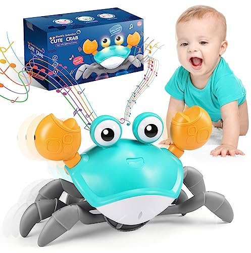 Veopoko Crawling Crab Toy - Baby Sensory Toy for 0-12 Months - Gifts for 1-4 Year Old Girls and Boys - Montessori Toys for Babies and Kids
