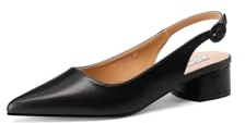 QUEEN HELENA Décolleté con Tacco Basso Scarpe Eleganti a Punta Chiusa con Cinturino Donna ZM9323 (Nero Pu, Sistema Taglie Calzature EU, Adulto, Donna, Numero, Media, 38)