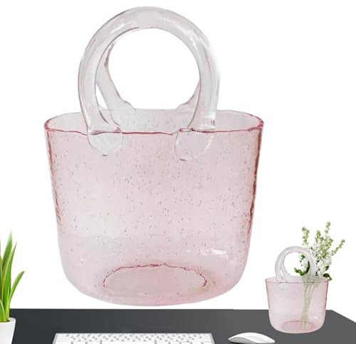 Vas för blompåsar i glas | Handblåst glasvas med unik design: Transparent glasvas för dekoration, bra för blomarrangemang, mittdel och dekoration
