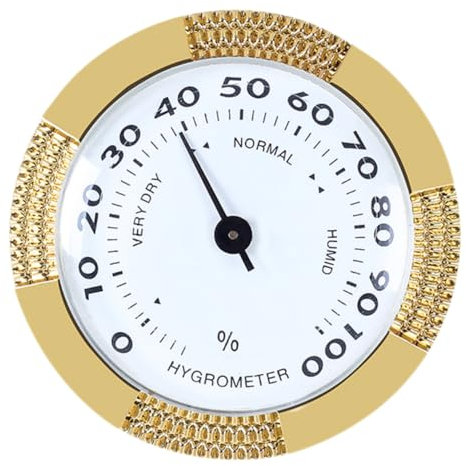 CALLARON Higrómetro Mecánico Para Humidor De 60mm Alta Precisión Compacto y Portátil Accesorio De Metal Redondo Medidor De Humedad Para Cajas De