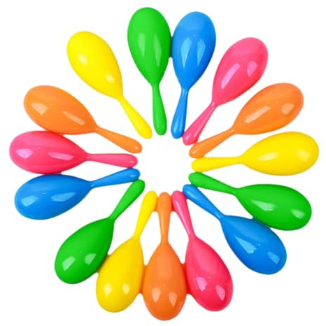 Cpolebev 25 Maracas per Bambini, Mini Maracas Colorate Giocattolo Strumenti Musicali Rumorosi per Bambini