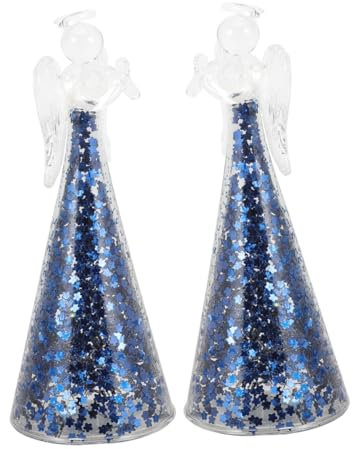 Hemobllo 2pezzi Statuette Angeli Natale in Vetro Decorazioni Angeliche Interni Scrivania Ufficio Regali Compleanno Per Donne Adolescenti e Ragazze