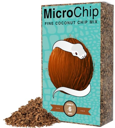 Microchip - Sustrato de coco fino y mezcla de chips de cáscara de coco para tanques de terrario bioactivos, reptiles, invertidos, ranas, tarántulas y gecos para cubierta de suelo de terrario (6