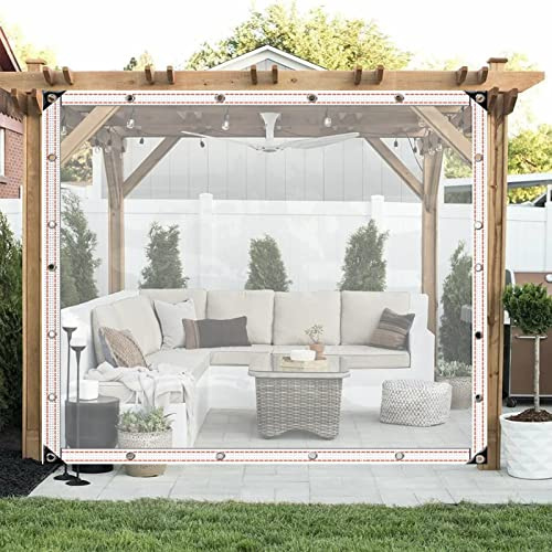 Cortinas impermeables transparentes para cenador con ojales, lona de plástico transparente para pérgola, balcón y terraza (tamaño: 3 x 4 m), paneles laterales duraderos de privacidad