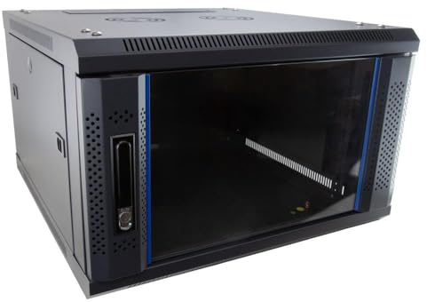 kenable Armario Rack de Pared 19 Pulgadas 6U 600 x 600 mm Profundidad | Montaje en Pared para Servidores | Panel de Conexiones | Switches de Red | Negro