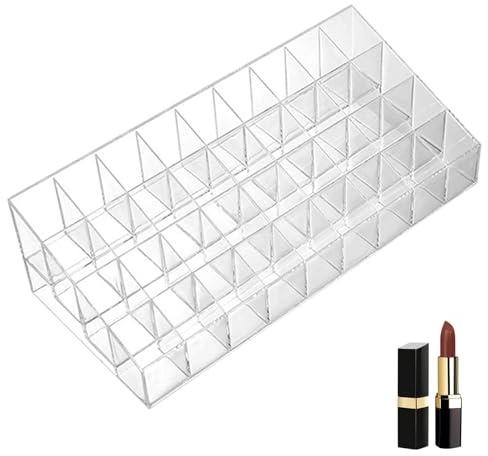 Nail Polishhh Organizer - Acrylic Lipstick Holder, 9/24/36/40 Slot | Transparent Makeup Organizer for Organizing Vanity Tables | Desktop Lipstick Organizerrr and Storage Display Box