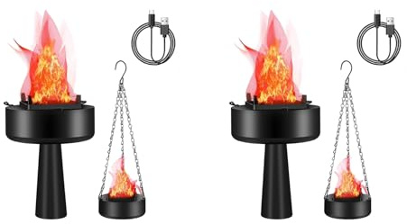 Mucshim 2 x 3D de imitación de fuego, recargable por USB, fogata artificial, luz de fuego artificial portátil, luz de llama artificial eléctrica, lámpara de llama artificial