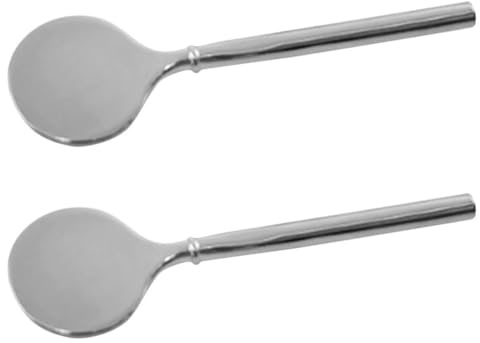 CORHAD Lot de 2 Cuillères à Crème en Alliage de Zinc Argentées, Applicateur de Crème Hydratante pour Yeux, Outil Polyvalent et Réutilisable pour Trousse de Maquillage