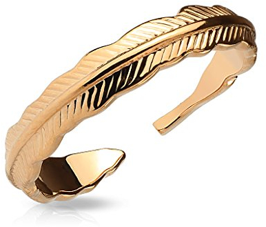 Autiga Fingerspitzenring Midi Knöchel Nagel Ring Zehenring Feder Feather rosègold