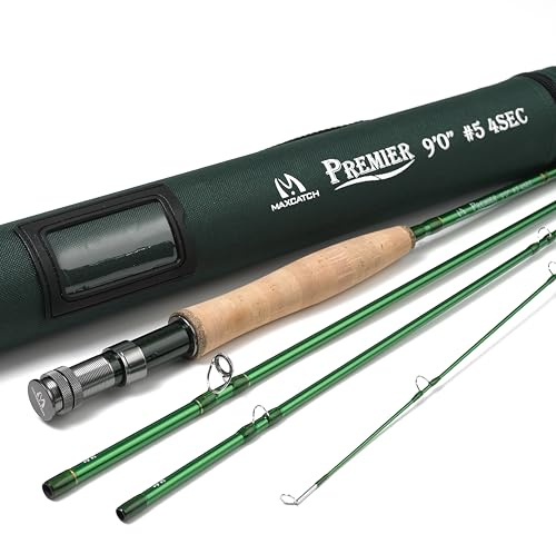 M MAXIMUMCATCH Maxcatch 3-12wt Medium-Fast Action Premier Fly Fishing Rod-IM8 Carbon Blank for High Performance with AA Cork Grip Hard Chromed Guides and Cordura Tube (V-Premier, 9' 5wt)