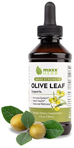 Maxx Herb Olive Leaf Extract – Max Strength Oleuropein Liquid Absorbs Better Than Capsules or Tea, for Immune Support, Heart Health, and Seasonal Wellness - 4 Oz Bottle (60 Servings)