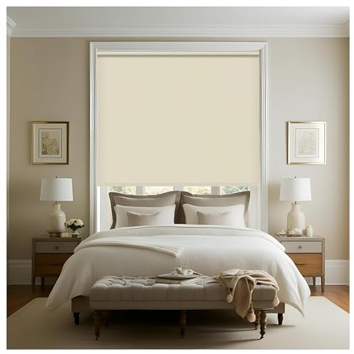 Thermal Insulated Blackout Fabric Roller Blinds, Easy Fit Room Darkening Shades Fittings Included Cappuccino (Width 210cm x Length 210cm, Thermal Blackout, Cappuccino)
