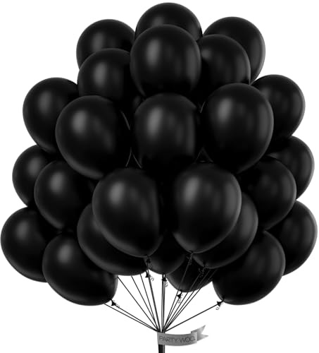 PartyWoo Black Balloons 100 pcs 12 Inch Latex Helium Matte Black Balloons for Baby Shower Birthday Graduation Casino Gaming Anniversary Retirement Pirate Race Car Theme Party Decorations Black-Y18