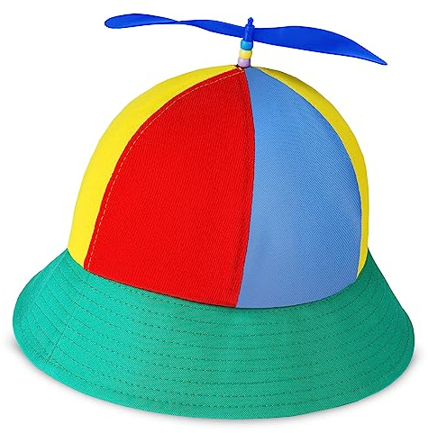 Aomig Gorra de Hélice de Colores, Sombrero de Pescador, Sombrero de Helicóptero Unisexo, Tapa de hélice extraíble Adecuado para Fiestas al Aire Libre, Cosplay(Adultos-B)