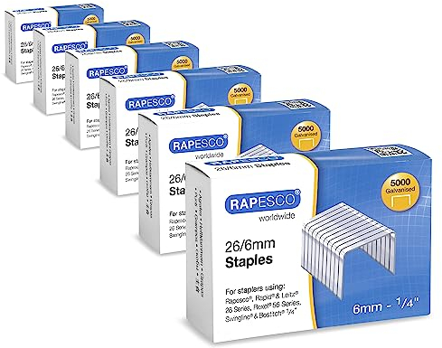 Rapesco 1735 Business Pack: 26/6mm (No.56) Verzinkte Heftklammern, 6 Schachteln mit 5000 Stück