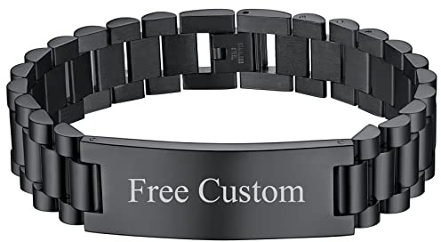 Enni of York Personalized Religious Jewelry-Engraved Inspirational Christian Faith Bible Verse Quote Wristbands Elegant Link Bracelet Encouragement Gift,Cassic Watch Band Strap Design