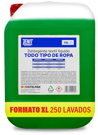 Hostelpak | 10L - Detergente líquido Todo Tipo de Ropa, Lavandería profesional, Detergente ropa clásico, Detergente para el lavado de ropa