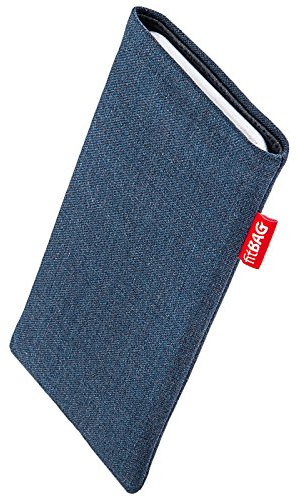 fitBAG Jive Blau Handytasche für Sony Xperia 1 VI Tasche aus Textil-Stoff mit Microfaserinnenfutter | Hülle mit Reinigungsfunktion | Made in Germany