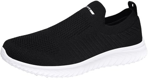 Slip On Baskets pour homme - Chaussures de sport légères en maille - Chaussures de course respirantes - Pour homme - Large pied - Chaussures basses sans lacets - Semelle souple - Antidérapantes,