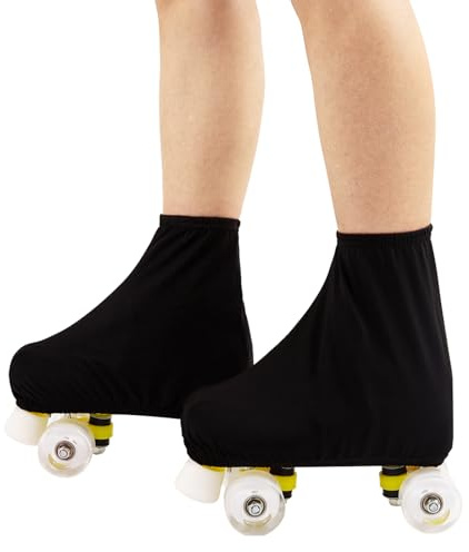 ALNKDH 1 Pair Skate Boot Covers,Figure Skating or Sport Skating Skate Cover,Protective and Stylish Spandex Protection for Roller or Ice Skate Boots,Skating Cover For Kids Youth Adults (Black, M)