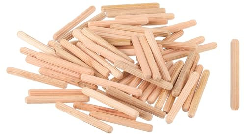 sourcing map 50Pcs 1/4 x 2 Wooden Dowel Pins, Wood Dowels Rods, Furniture Woodworking Grooved Fluted Pin, Wooden Dowels Fluted for Craft, DIY Projects