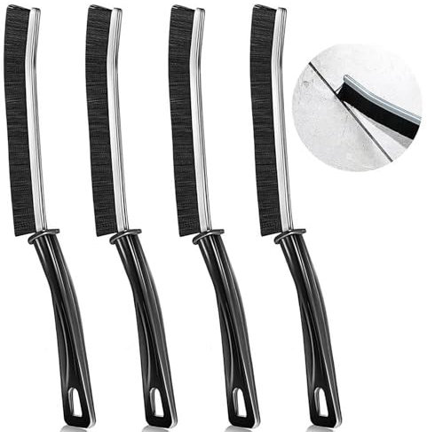 iCovalescent 4 Stück Fugenbürste, Hartborsten Eckenreinigungsbürste, Fugenreiniger, Reinigungsbürste Für Haushalt, Küche, Fahrzeug, Toilette(Schwarz)