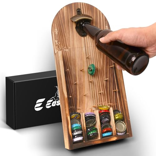 E EASTSTORM Beer Bottle Opener Wall Mounted, Beer Novelty Gifts for Men,Birthday Gift Ideas for Him Dad Husband Grandpa Boyfriend, Home Bar Accessories, Man Cave, Housewarming
