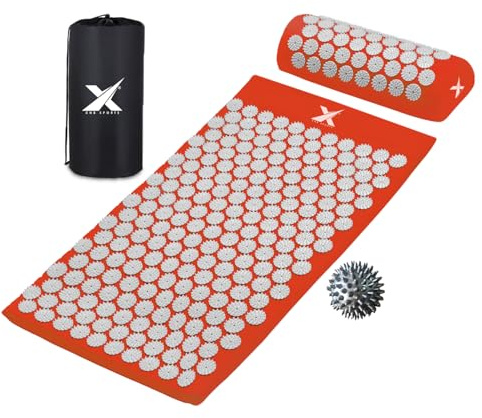 Xn8 Ensemble tapis d'acupression et oreiller – Tapis de réflexologie d'acupuncture pour soulager la douleur, réduire le stress, yoga, massage et thérapie musculaire – Portable avec sac de transport et