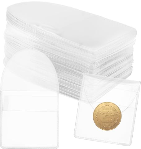 Bekecidi 100 Pcs Single Pocket Coin Sleeves Individual Clear PVC Pockets Coin Sleeves Individual Plastic Coin Holders Small Coin Holder for Coin Currency Small Items Storage, 2.2 Inch