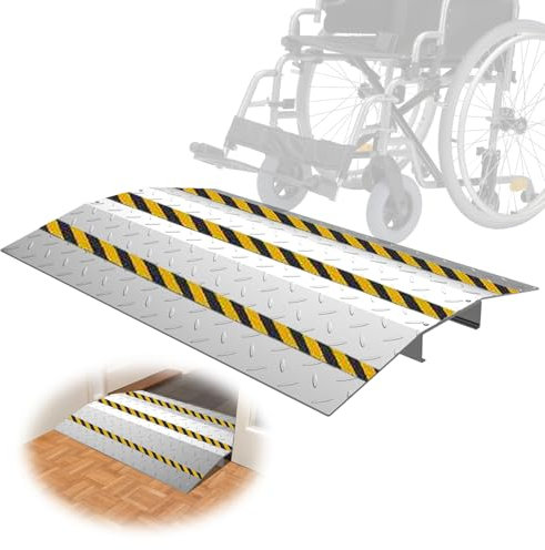 Sliding Door Threshold ramp 31.5 W*24.8 L, Metal Bridge Doorway Threshold ramp to go Over The Threshold for wheelchairs/Scooters/Walkers(for Threshold Height < 1.6 & Width ＜5.6)