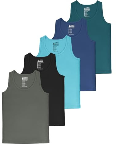ALPIDEX Set di 5 Canotti Ragazzi Biancheria Canottiere Intima 100% Cotone Bambini Basic Canotta, Taglia:152-158 (12-13 Anni), Colore:Storm