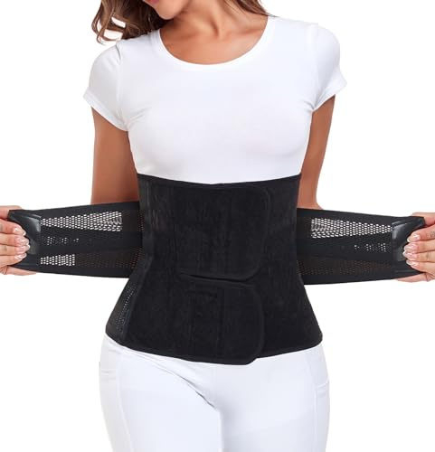 MAMODY Ceinture post accouchement, Gaine post accouchement, ceinture post partum, ventre plat gaine post-partum, Ceinture ventrale post-partum (Noir, XL)