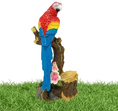 Statuetta decorativa a forma di pappagallo, scultura realistica per giardino, paesaggio dei cartoni animati, statua da esterno per balcone, prato, esterno
