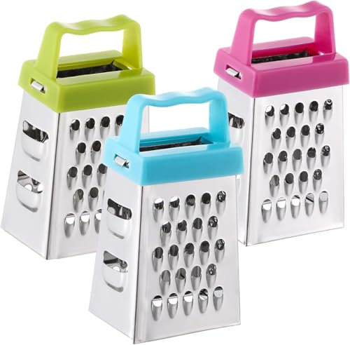 Lot de 3 mini râpes à fromage carrées en acier inoxydable pour citron, fromage, légumes, épices - Râpe multifonction avec poignée