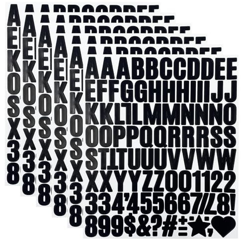 6 Sheets Small Letter Number Stickers,1 Inch Black Alphabet Sticker