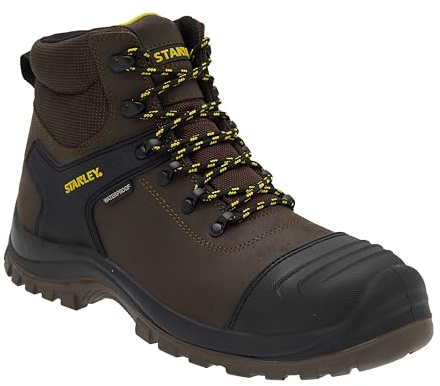 STANLEY Branxton Men's Leather, Steel Toe, Steel Midsole Plate, Waterproof, Safety Work Boot, Brown, UK10