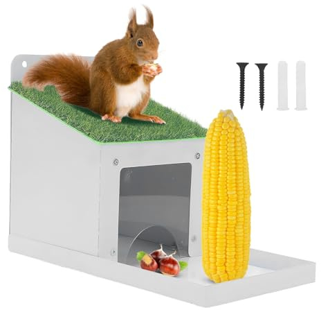 Nourriture pour écureuils avec couvercle résistant à la imperméable et | Maison d'alimentation pour écureuils arboricoles pour jardin, ferme, allée, prairie, porche et patio