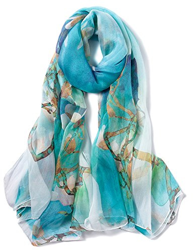 STORY OF SHANGHAI Foulard Donna Seta di 100% Seta, Stola Elegante Cerimonia Chiffon Leggera, Sciarpa Primaverile con Fantasia Colori, Adatto a molteplici occasioni