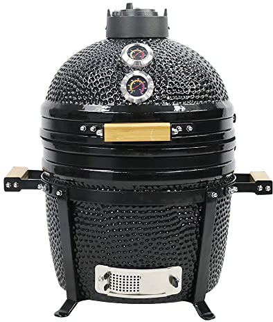 YNNI KAMADO TQ0015BL TQ0015BL - Kamado autoportante da 39,9 cm, griglia per barbecue, in ceramica, a uova, affumicatore, TQ0015BL