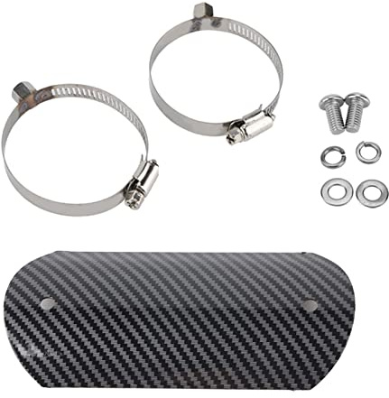Qiilu Auto et Moto systèmes d'échappement Déflecteurs de chaleur, Bouclier thermique, tuyau intermédiaire de moto Link Tube Protector Cover Protège-talon (Noir)