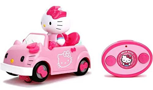 Jada - Hello Kitty - Voiture Radio Commandée Décapotable + 1 Figurine Amovible - Effets Lumineux - 253244000